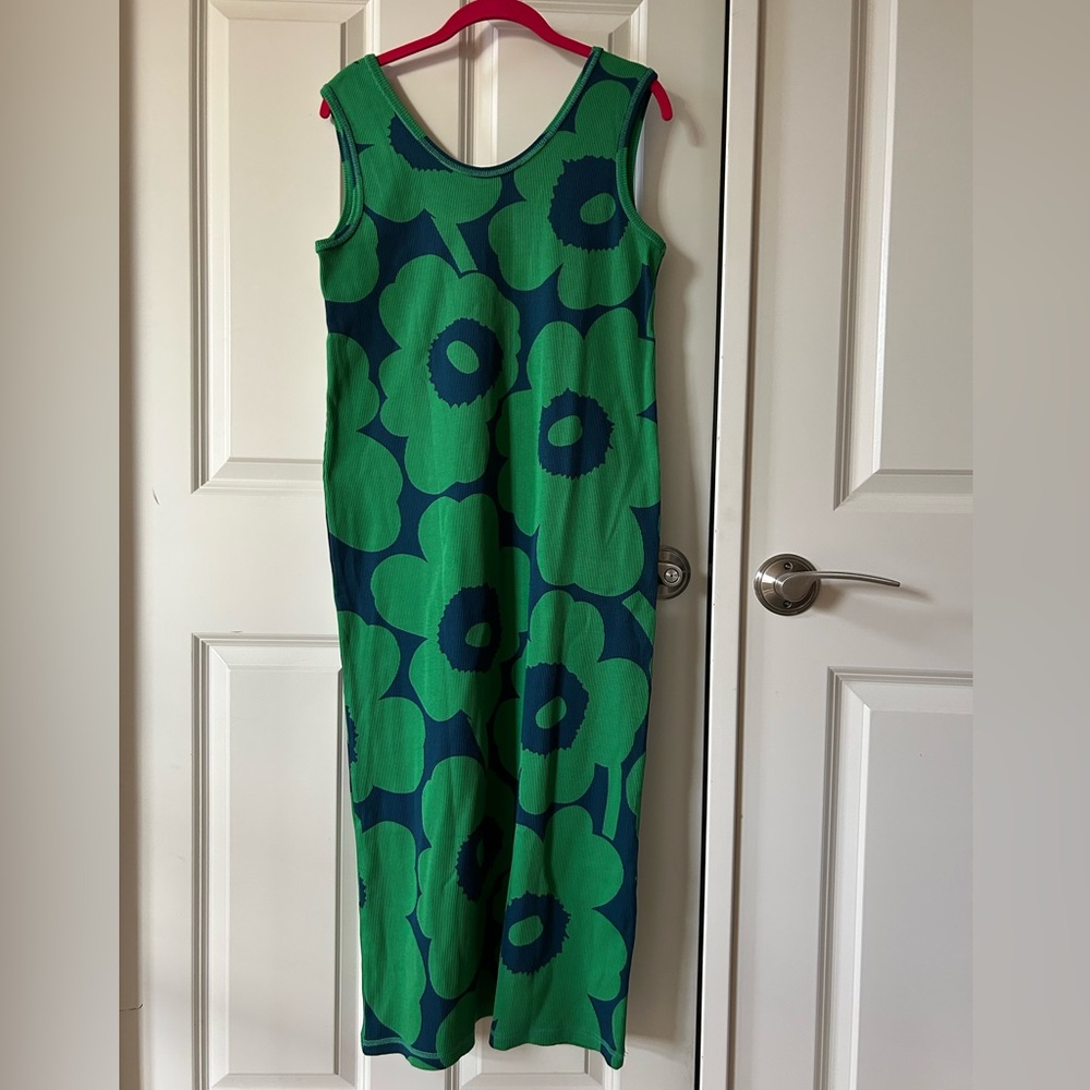 NWT Marimekko Simpukka Unikko Rib Floral Cotton Tank Dress size medium